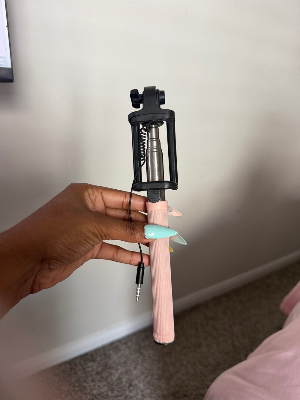 Pink Selfie Stick Phone Holder